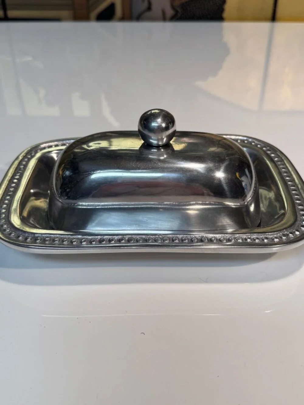 Beautiful Pewter Butter Dish